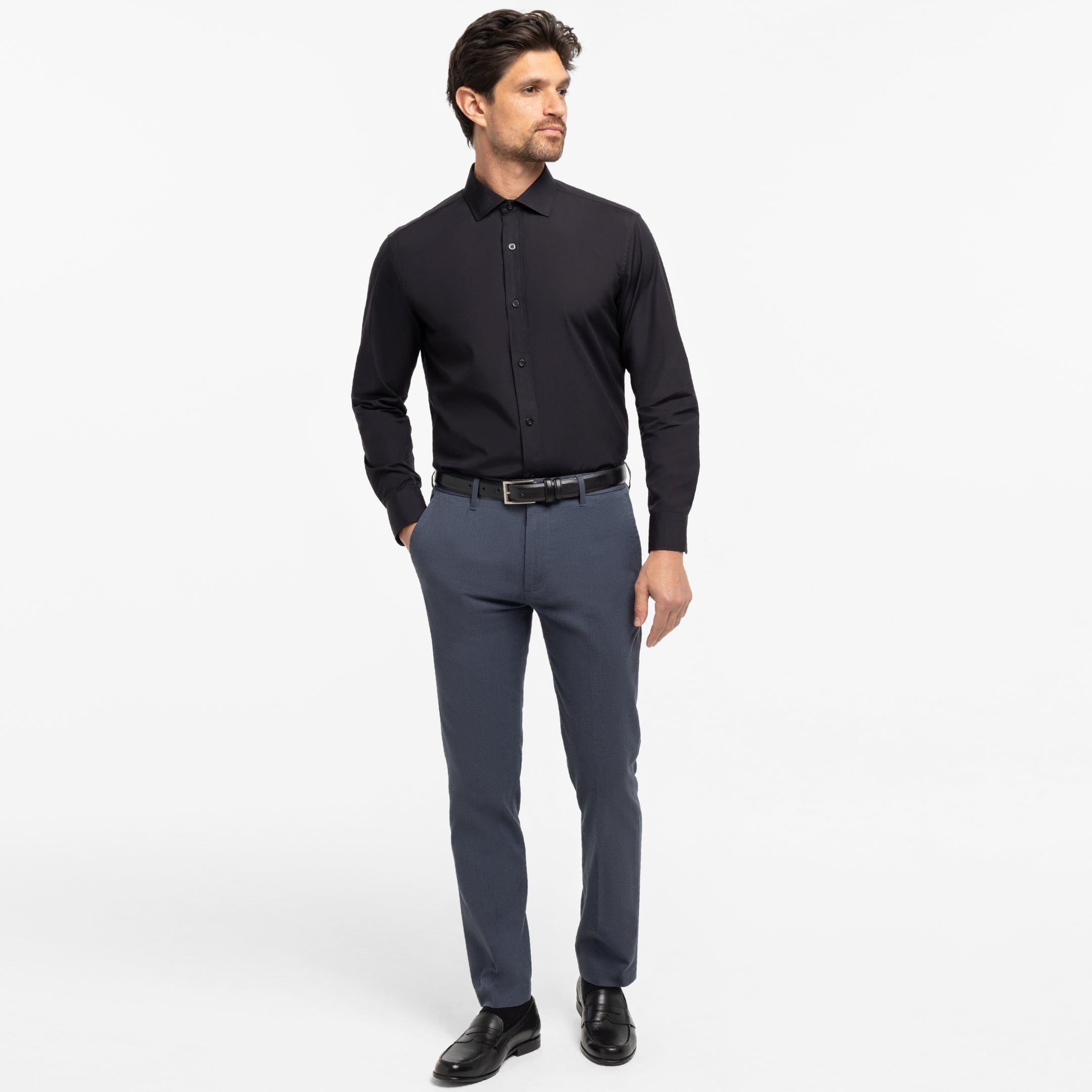 Ash & Erie Black Wrinkle Resistant Dress Shirt for Short Men   Dress Shirts