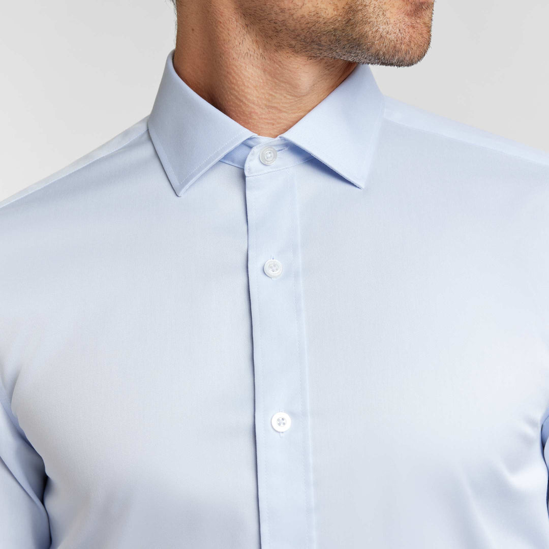 Ash & Erie Blue Wrinkle Resistant Dress Shirt for Short Men