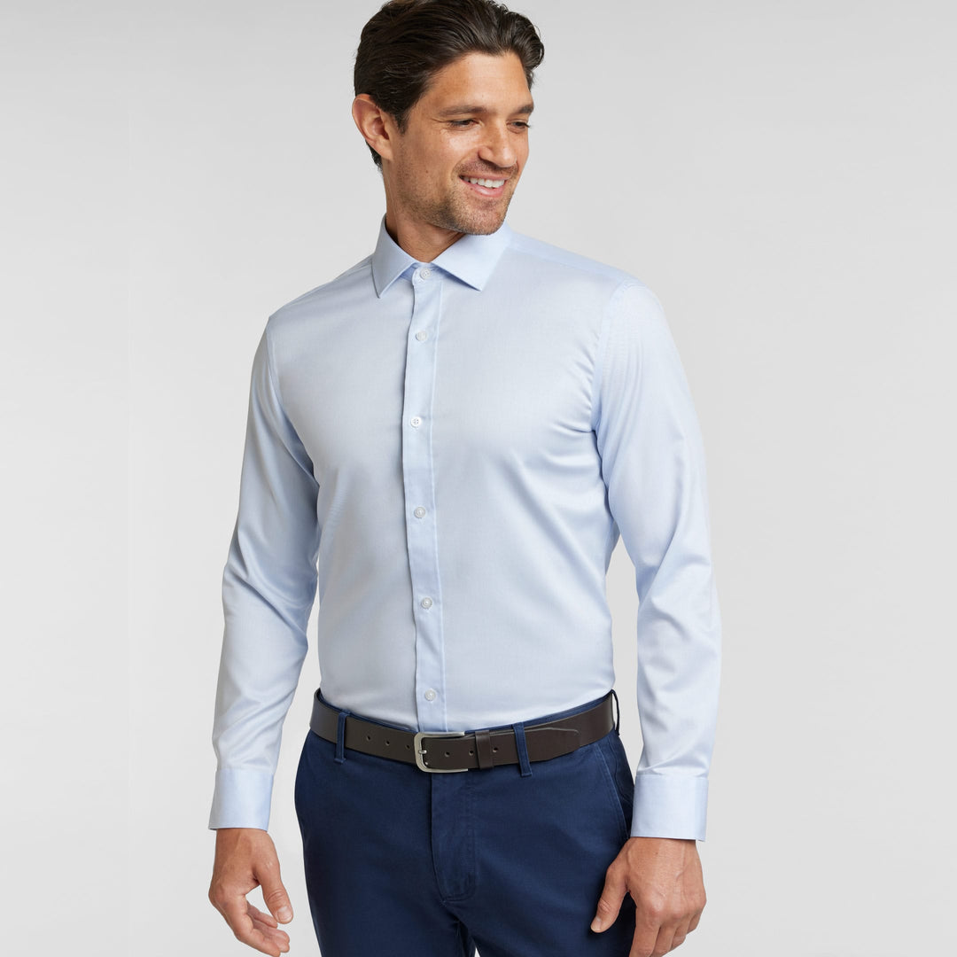 Ash & Erie Blue Wrinkle Resistant Dress Shirt for Short Men   Dress Shirts