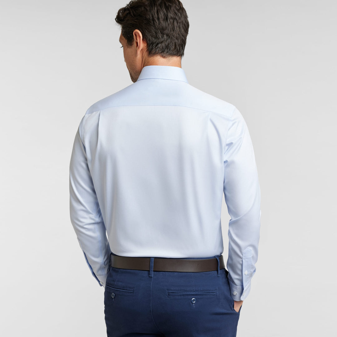 Ash & Erie Blue Wrinkle Resistant Dress Shirt for Short Men   Dress Shirts