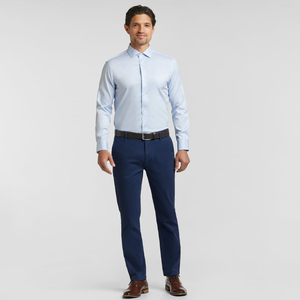 Ash & Erie Blue Wrinkle Resistant Dress Shirt for Short Men   Dress Shirts