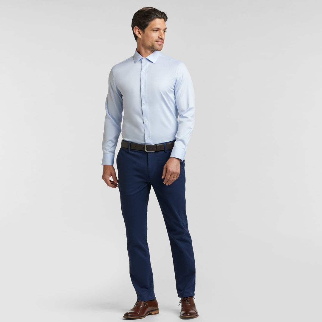 Ash & Erie Blue Wrinkle Resistant Dress Shirt for Short Men   Dress Shirts
