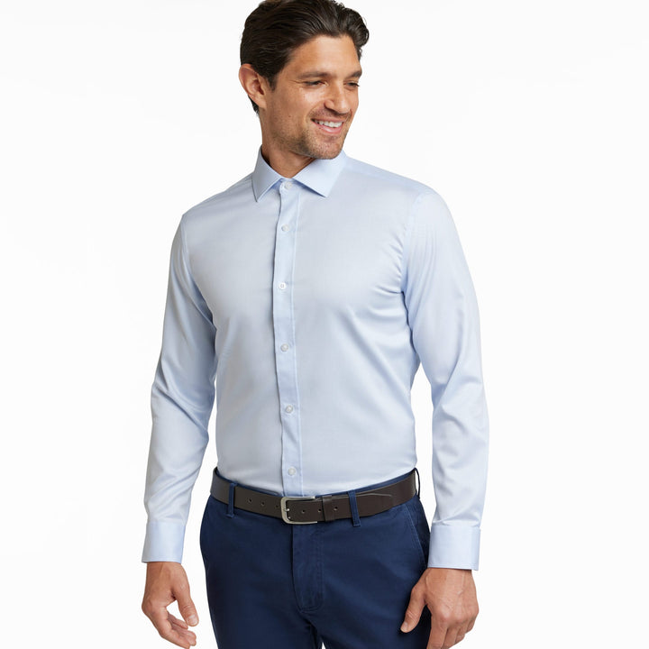 Ash & Erie Blue Wrinkle Resistant Dress Shirt for Short Men   Dress Shirts