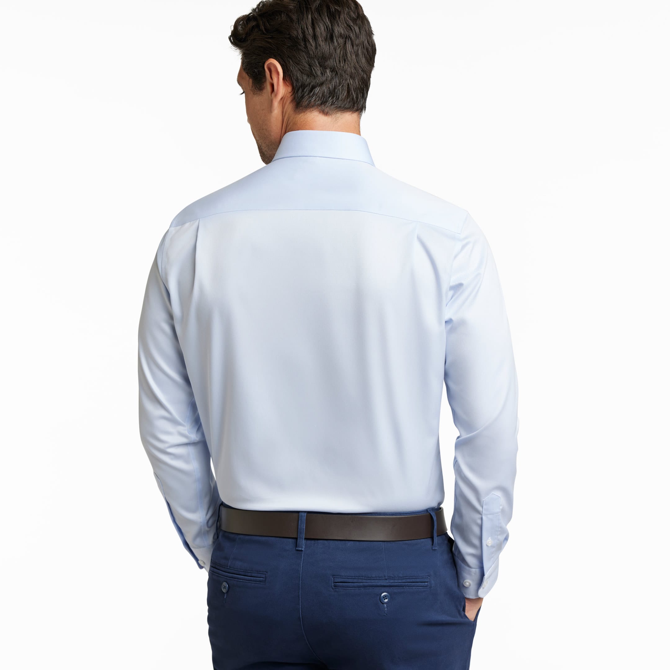Ash & Erie Blue Wrinkle Resistant Dress Shirt for Short Men   Dress Shirts