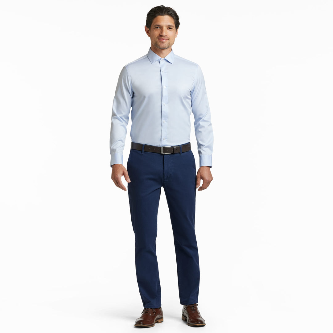 Ash & Erie Blue Wrinkle Resistant Dress Shirt for Short Men   Dress Shirts