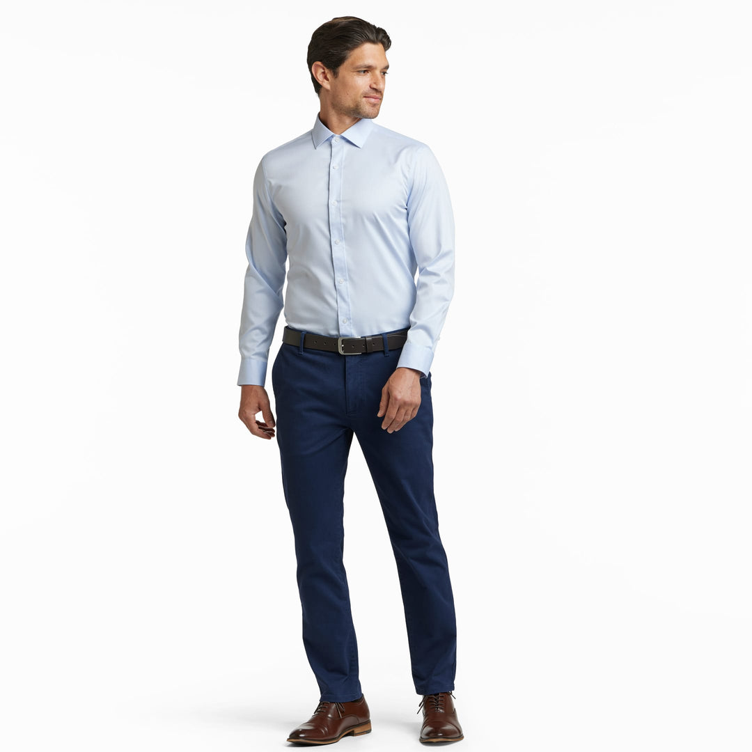 Ash & Erie Blue Wrinkle Resistant Dress Shirt for Short Men   Dress Shirts