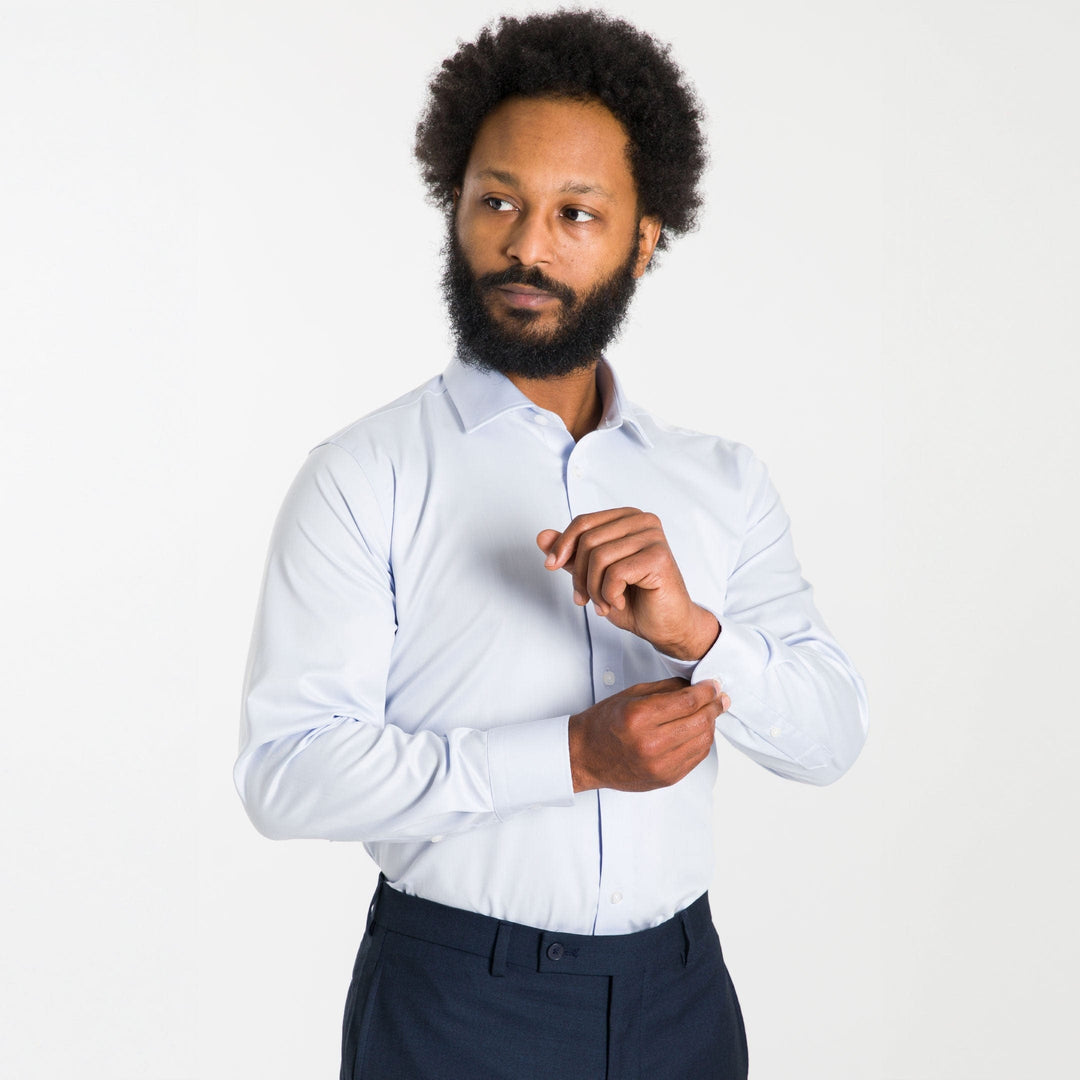 Ash & Erie Blue Wrinkle Resistant Dress Shirt for Short Men Ash & Erie Blue Wrinkle Resistant Dress Shirt for Short Men