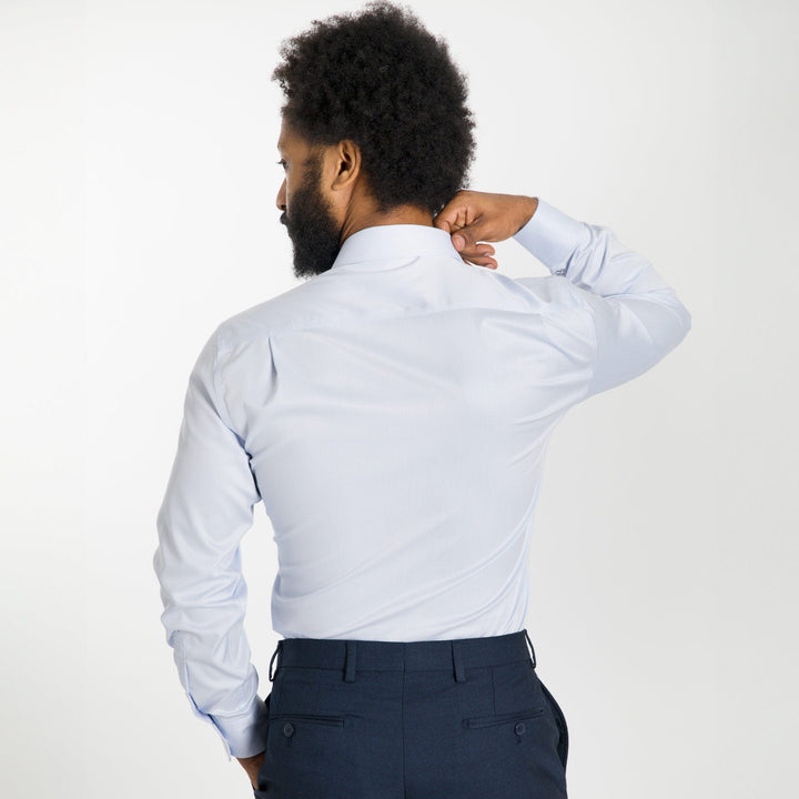 Ash & Erie Blue Wrinkle Resistant Free Dress Shirt for Short Men   Dress Shirts