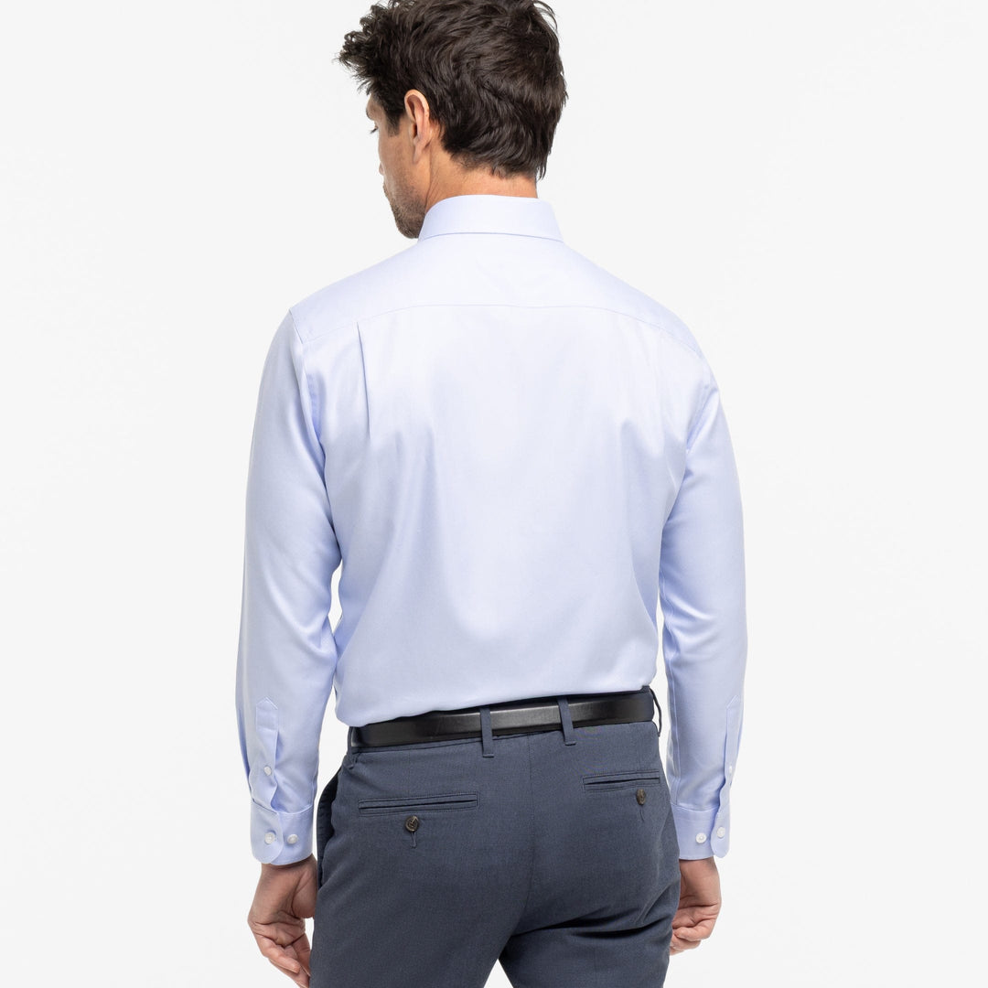 Ash & Erie Blue Twill Wrinkle Resistant Dress Shirt for Short Men Blue Twill / 16 / Slim Ash & Erie Blue Twill Wrinkle Resistant Dress Shirt for Short Men Blue Twill / 16 / Slim