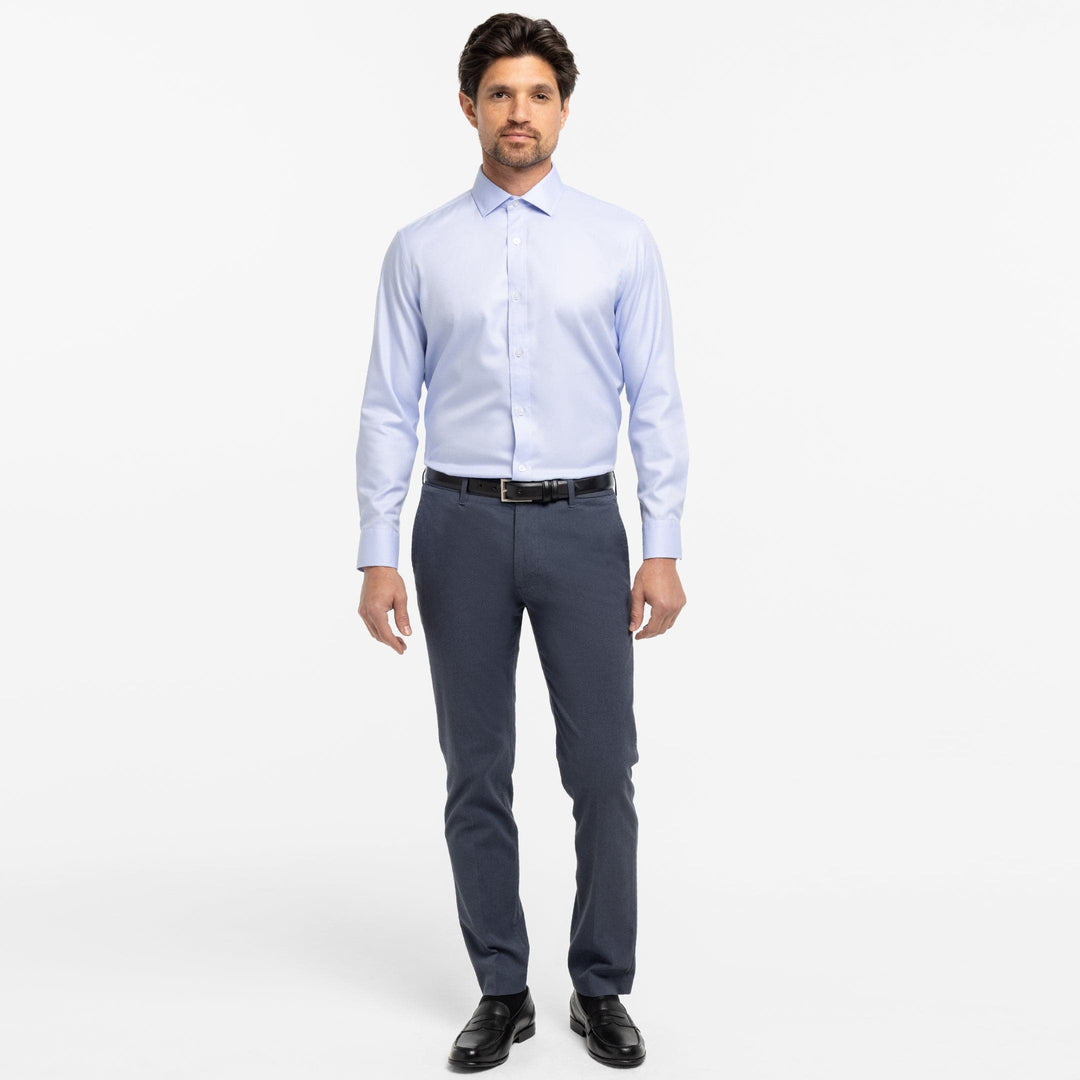Ash & Erie Blue Twill Wrinkle Resistant Dress Shirt for Short Men Blue Twill / 16 / Slim Ash & Erie Blue Twill Wrinkle Resistant Dress Shirt for Short Men Blue Twill / 16 / Slim