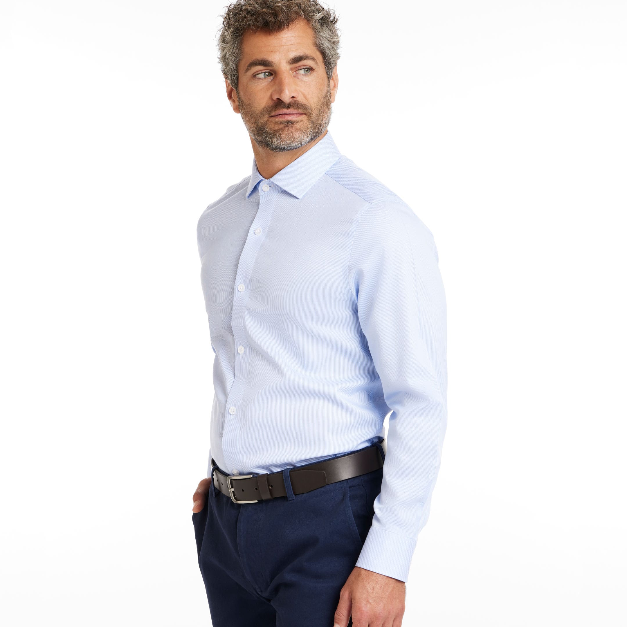 Ash & Erie Micro Stripes Wrinkle Resistant Dress Shirt for Short Men   Dress Shirts