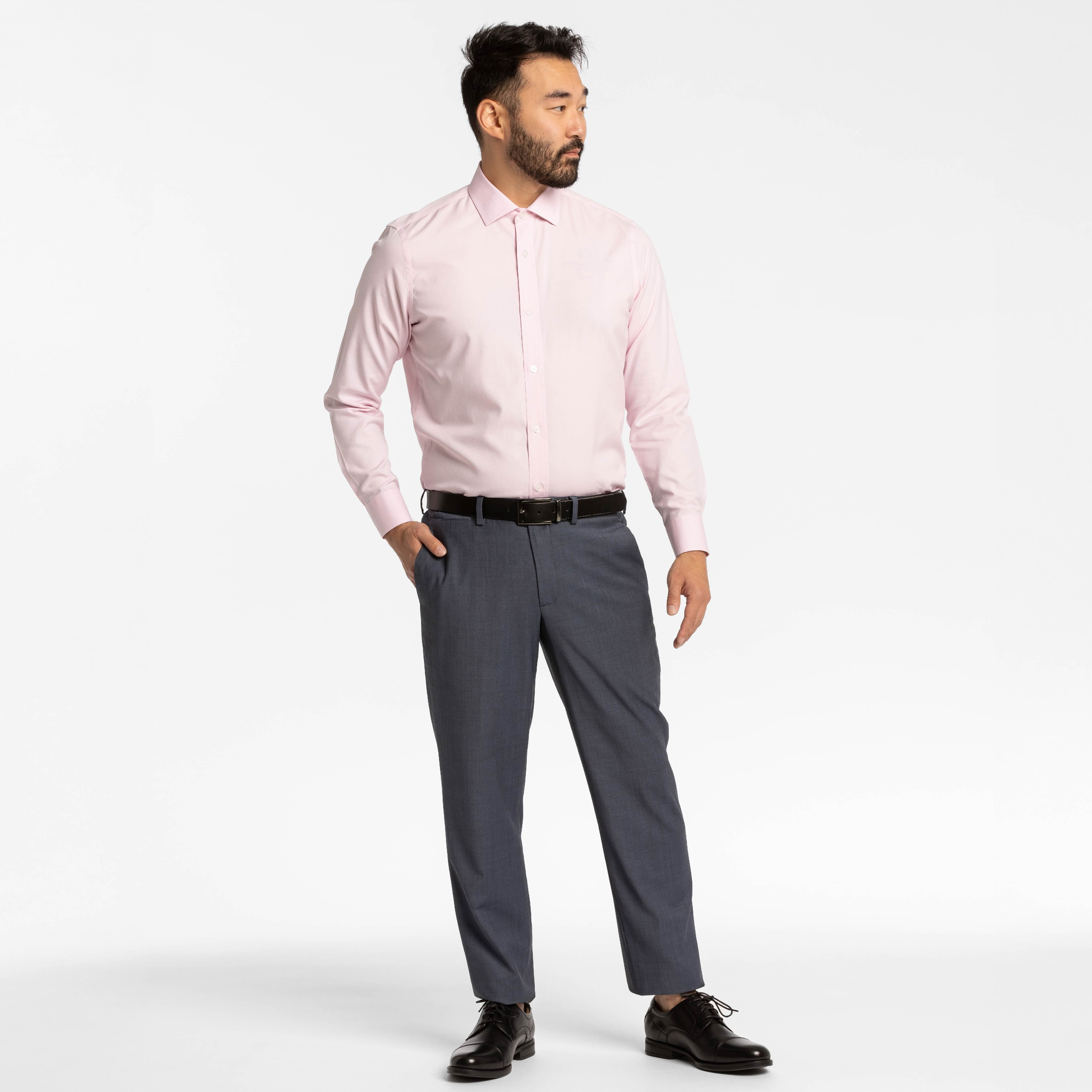 Ash & Erie Pink Wrinkle Resistant Dress Shirt for Short Men Pink / 15 / Slim