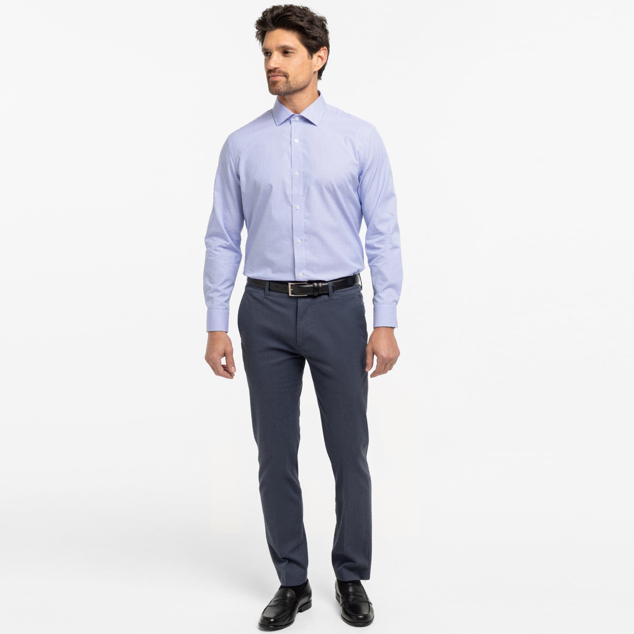 Ash & Erie Vineyard Gingham Wrinkle Resistant Dress Shirt for Short Men Vineyard Gingham / 15 / Standard