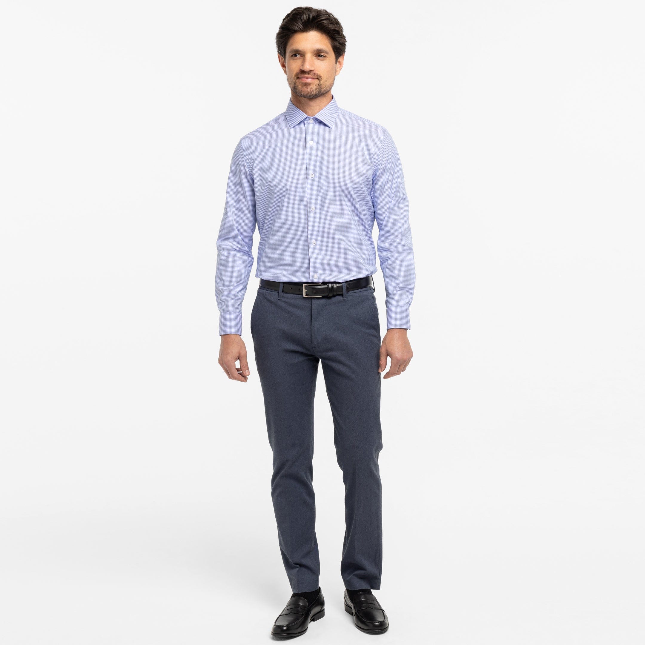 Ash & Erie Vineyard Gingham Wrinkle Resistant Dress Shirt for Short Men   Dress Shirts