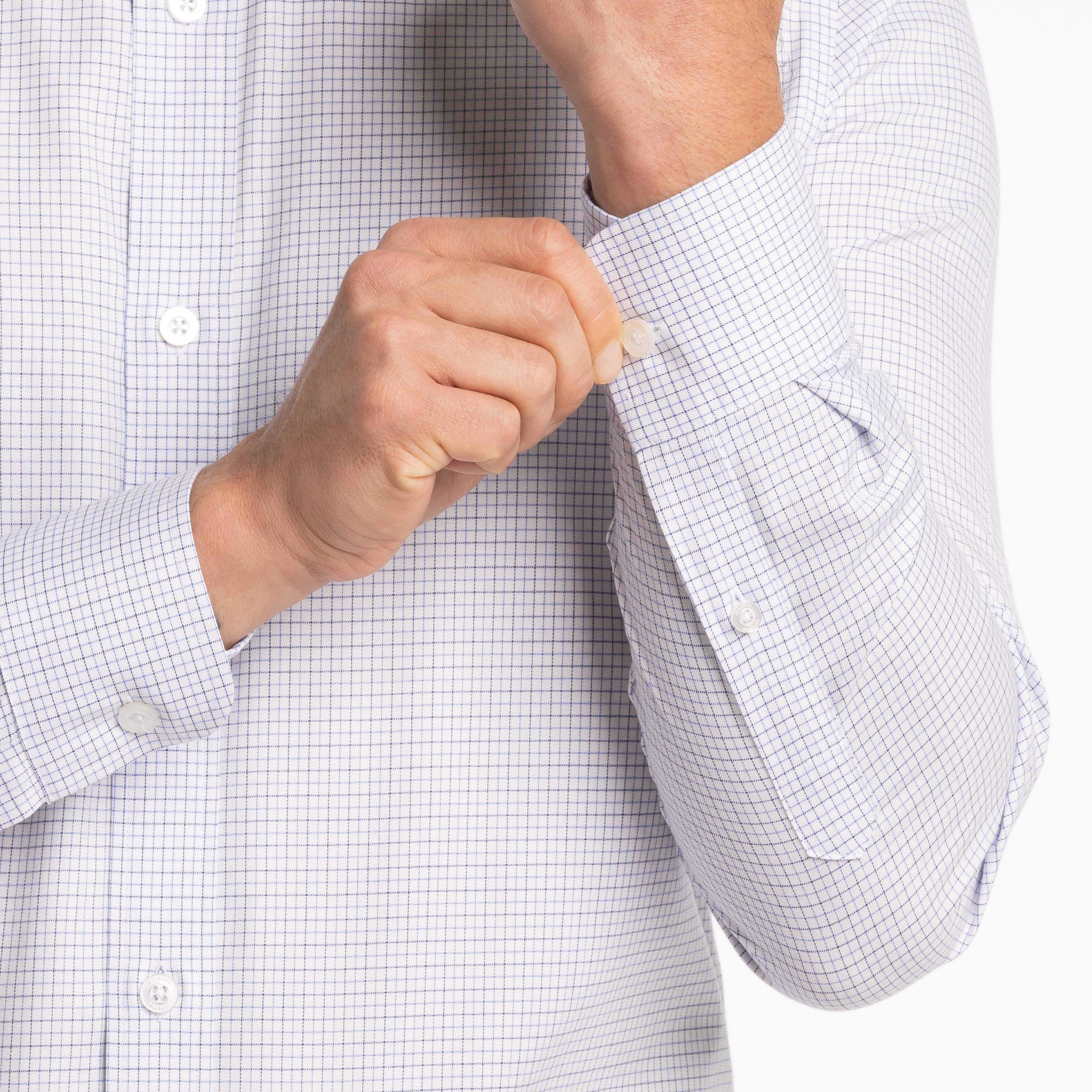 Ash & Erie White Check Wrinkle Resistant Dress Shirt for Short Men White Check / 14.5 / Slim