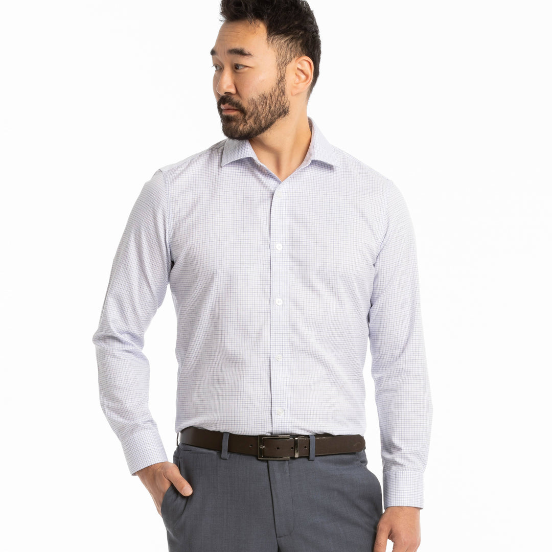 Ash & Erie White Check Wrinkle Resistant Dress Shirt for Short Men Ash & Erie White Check Wrinkle Resistant Dress Shirt for Short Men
