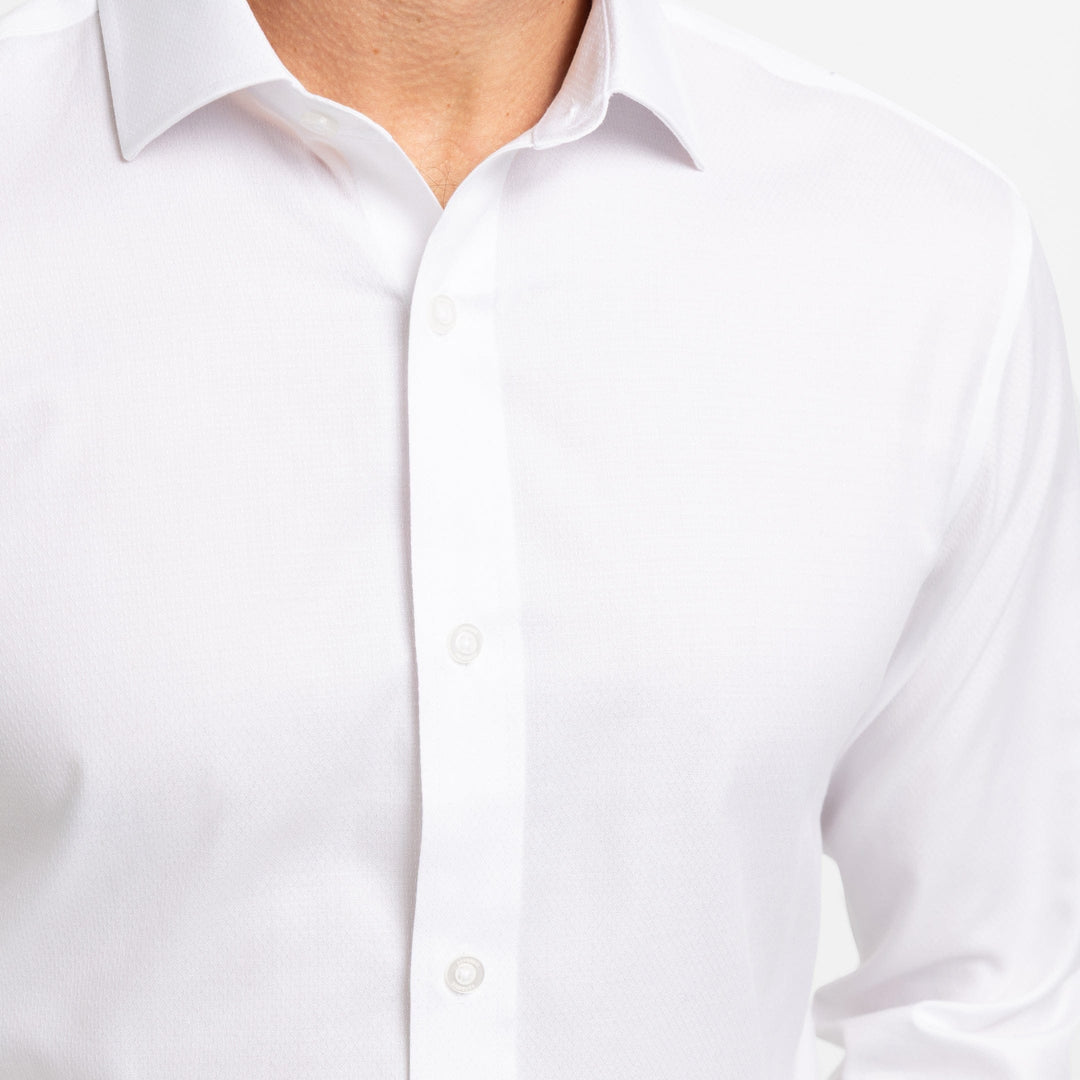 Ash & Erie White Dobby Wrinkle Resistant Dress Shirt for Short Men White Dobby / 16 / Slim Ash & Erie White Dobby Wrinkle Resistant Dress Shirt for Short Men White Dobby / 16 / Slim