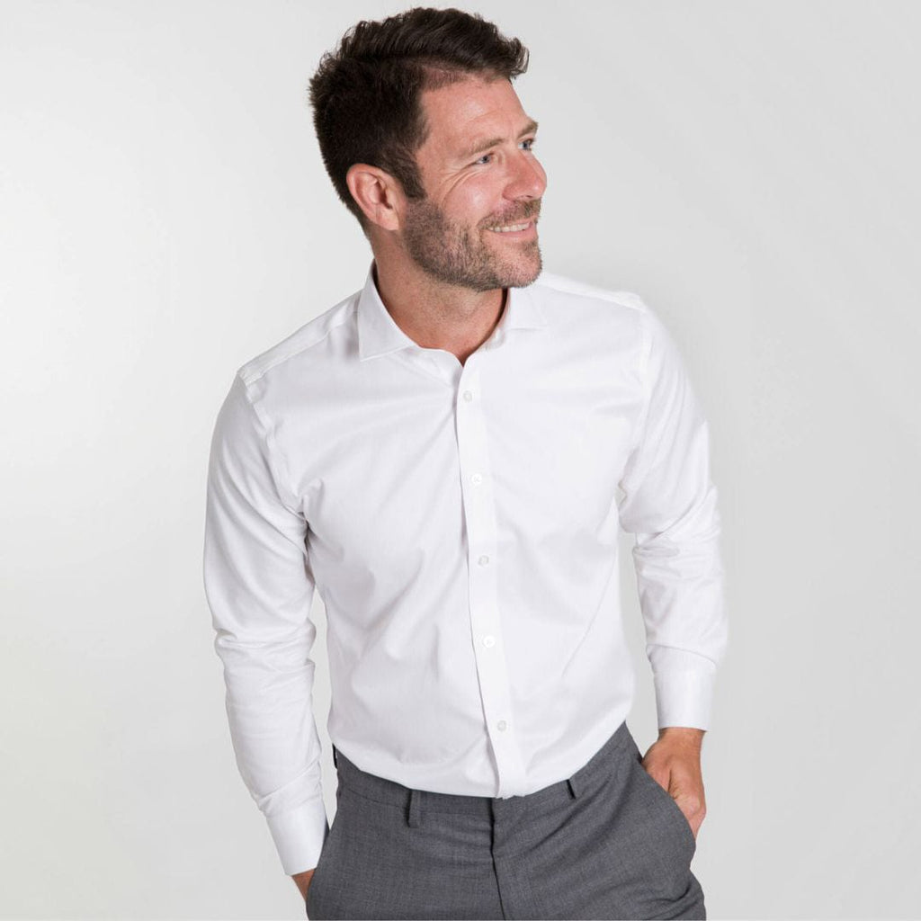 Ash & Erie White Wrinkle Resistant Dress Shirt for Short Men White / 17 / Slim