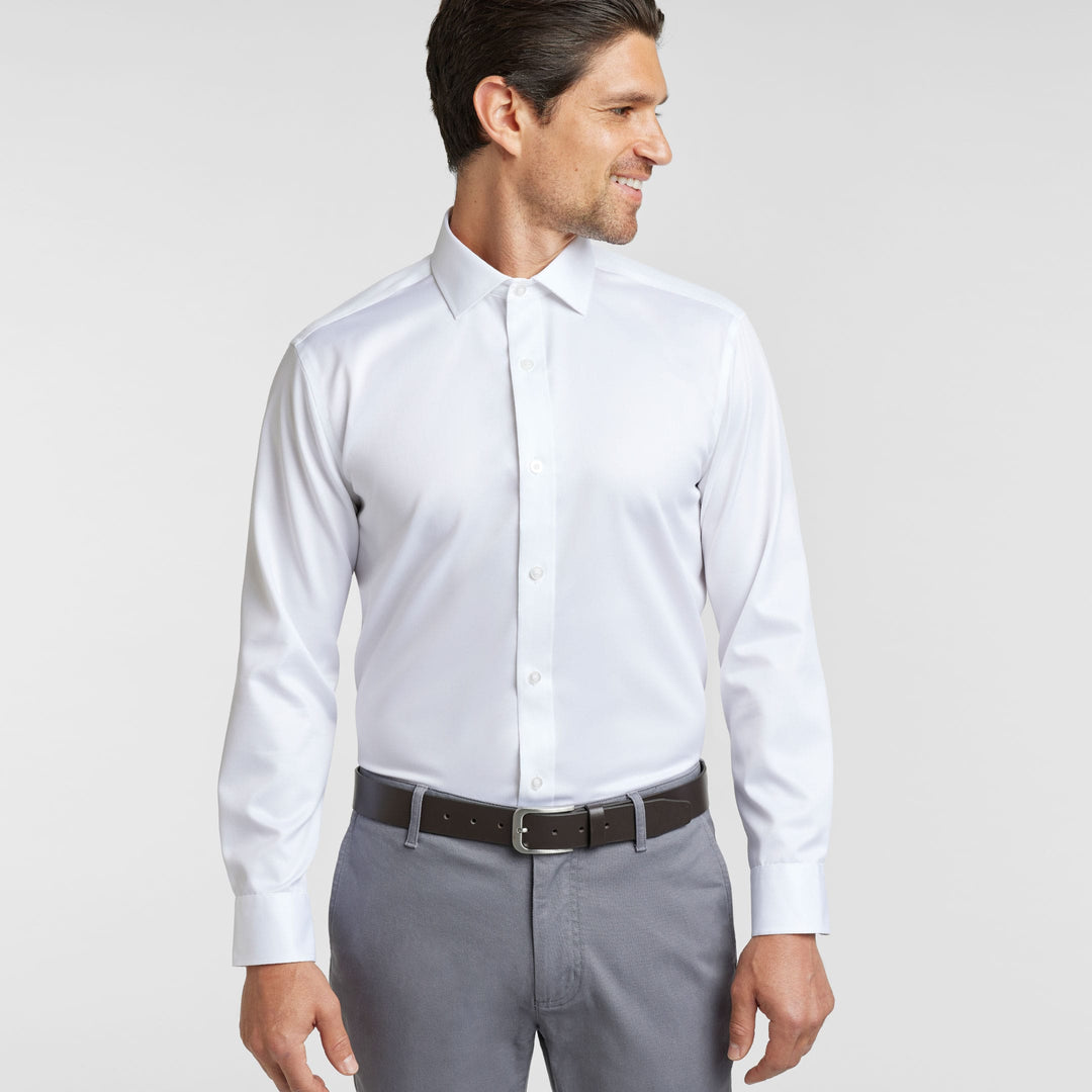 Ash & Erie White Wrinkle Resistant Dress Shirt for Short Men   Dress Shirts