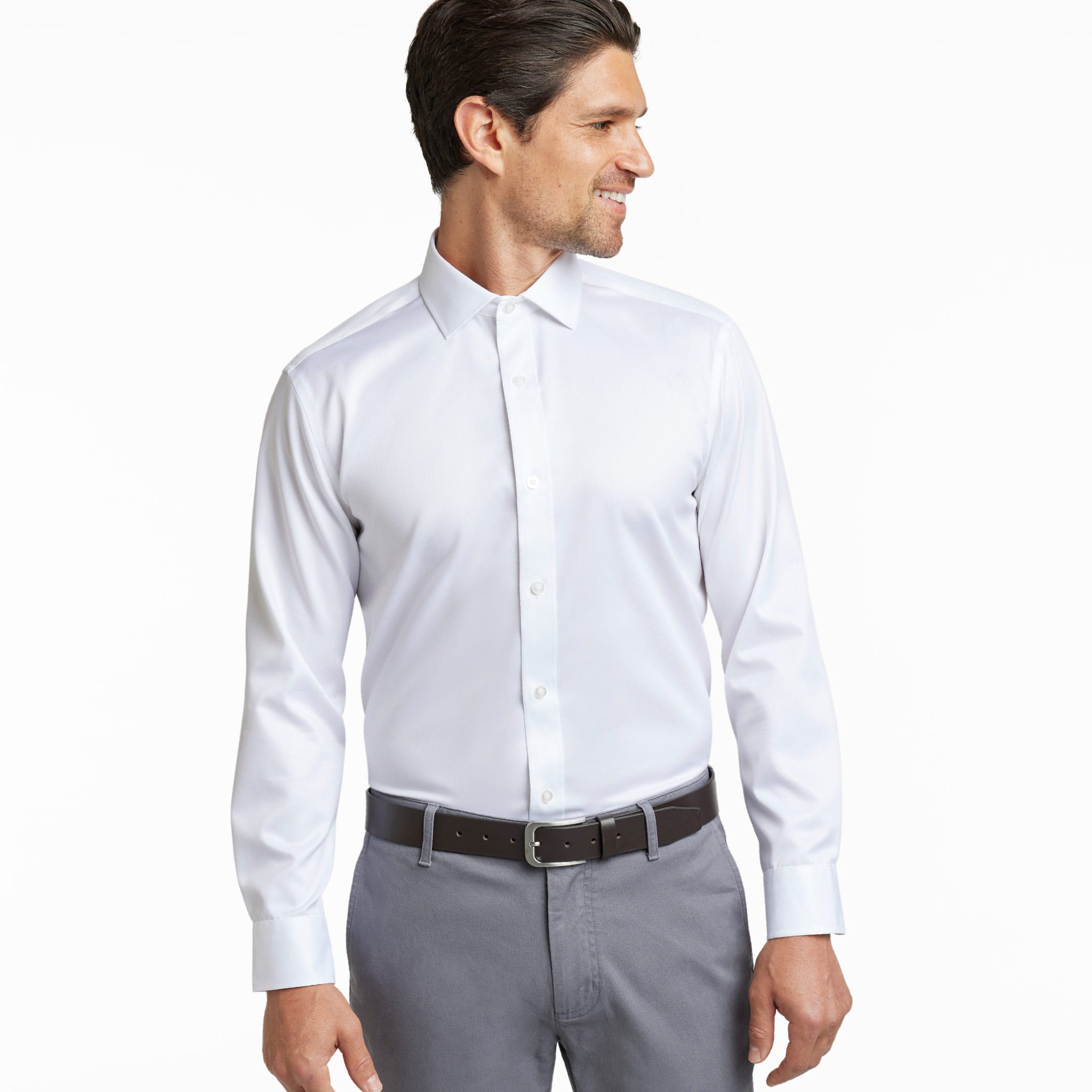Ash & Erie White Wrinkle Resistant Dress Shirt for Short Men   Dress Shirts