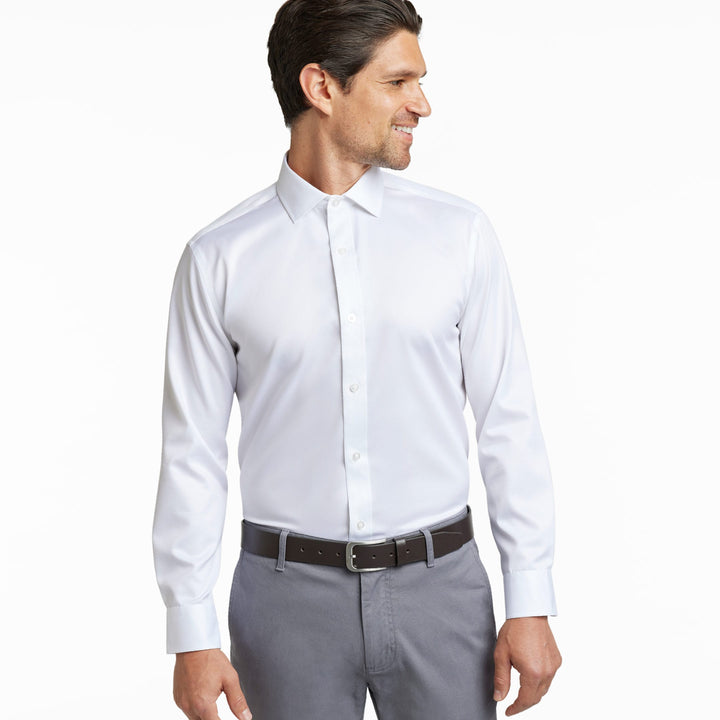 Ash & Erie White Wrinkle Resistant Dress Shirt for Short Men   Dress Shirts