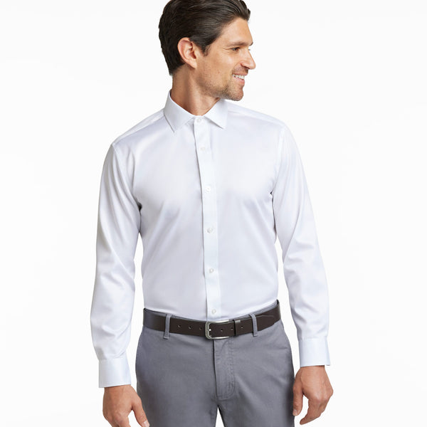 Ash & Erie White Wrinkle Resistant Dress Shirt for Short Men White / 15 / Standard