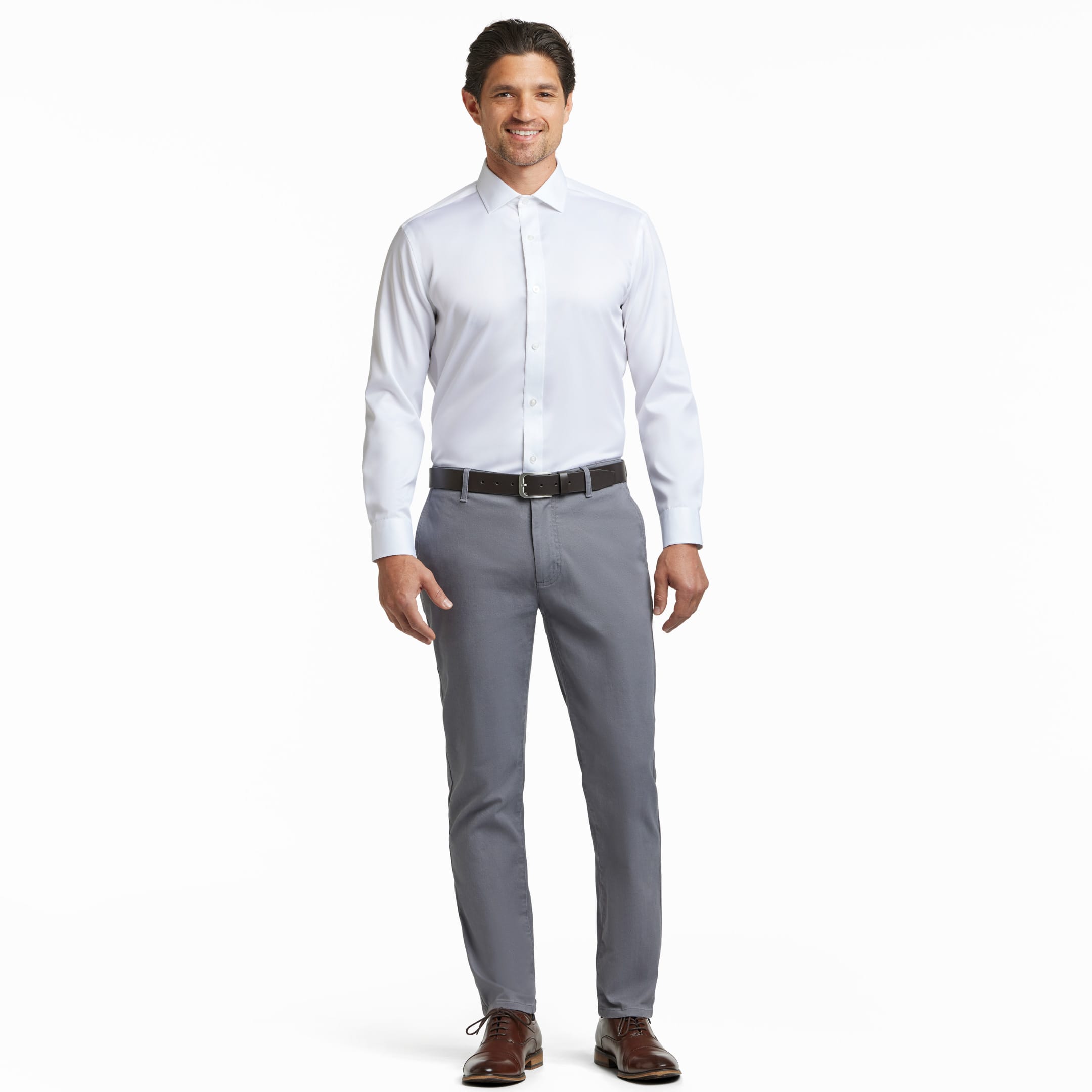 Ash & Erie White Wrinkle Resistant Dress Shirt for Short Men   Dress Shirts