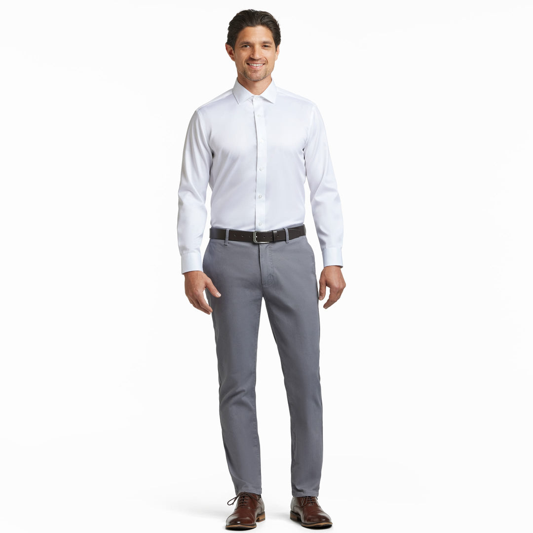 Ash & Erie White Wrinkle Resistant Dress Shirt for Short Men   Dress Shirts
