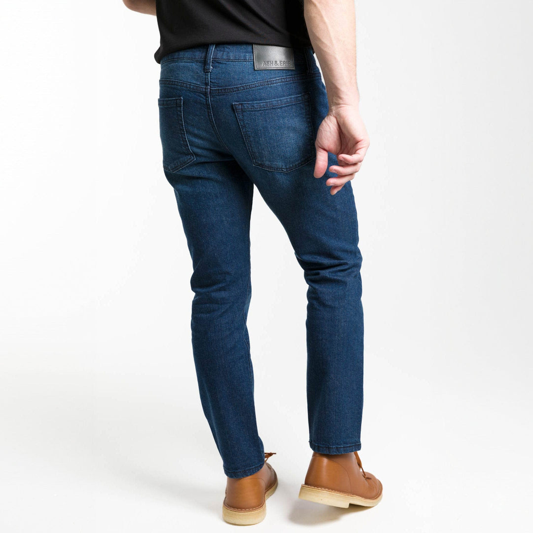 Ash & Erie Deep Sea Wash Denim Jeans for Short Men