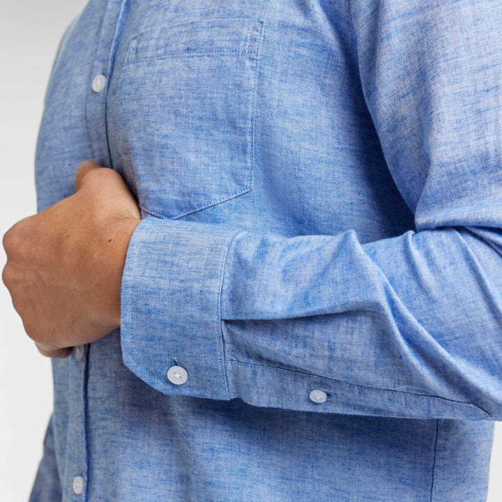 Ash & Erie Blue Linen Button-Down Shirt for Short Men    Everyday Shirts
