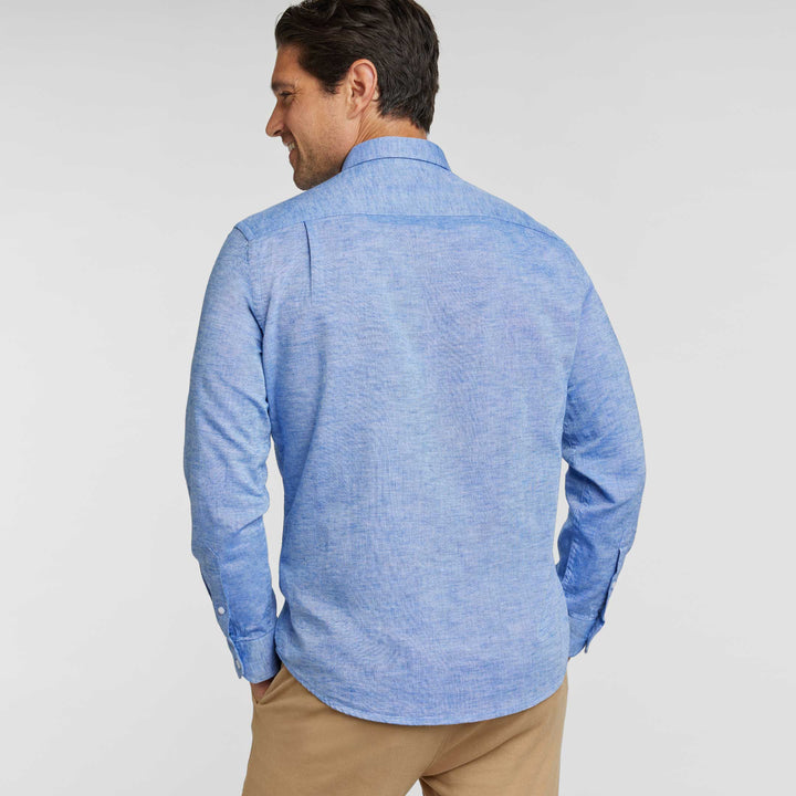 Ash & Erie Blue Linen Button-Down Shirt for Short Men    Everyday Shirts