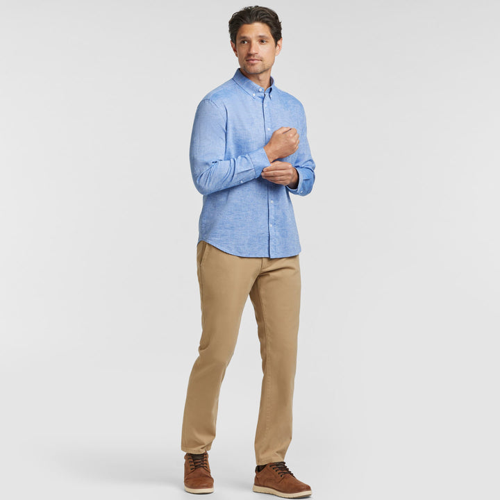 Ash & Erie Blue Linen Button-Down Shirt for Short Men    Everyday Shirts