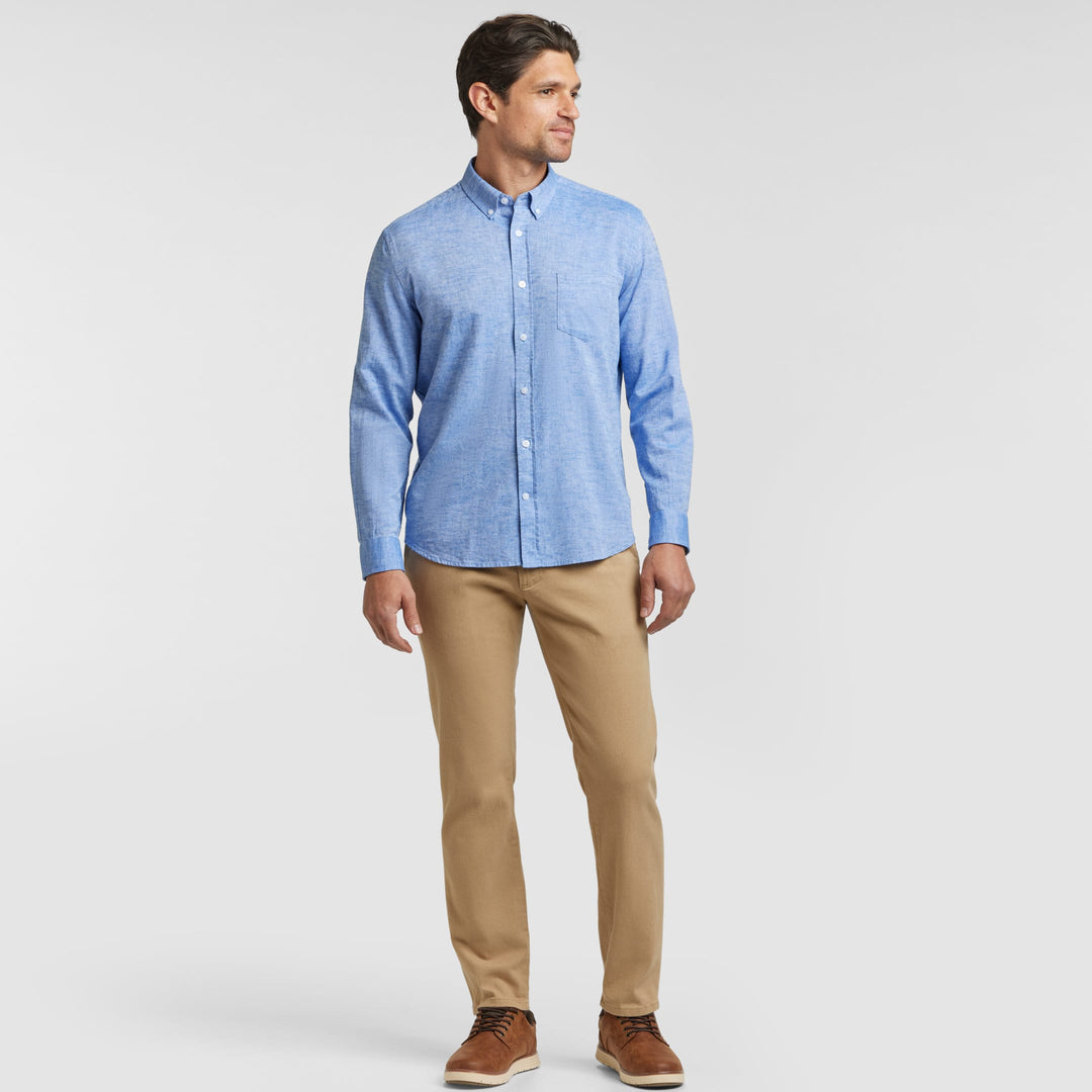 Ash & Erie Blue Linen Button-Down Shirt for Short Men    Everyday Shirts