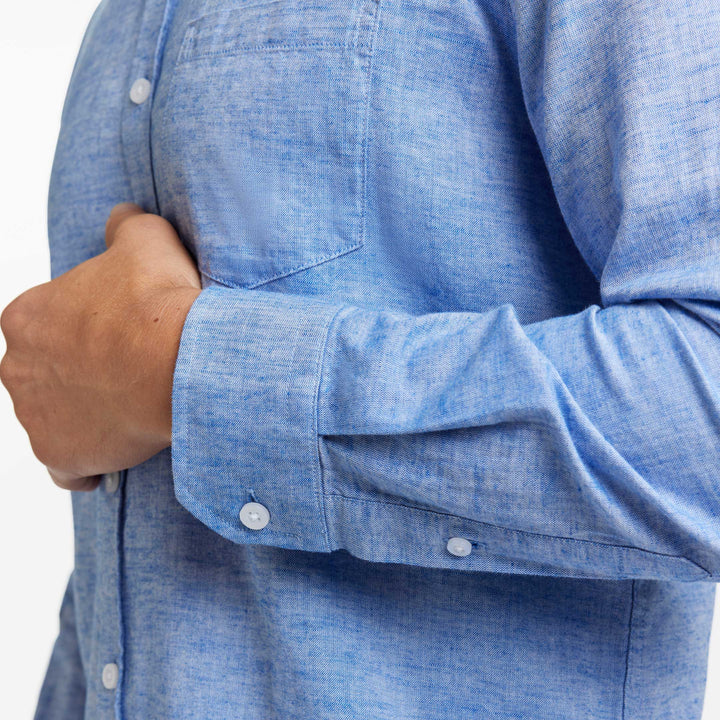Ash & Erie Blue Linen Button-Down Shirt for Short Men    Everyday Shirts