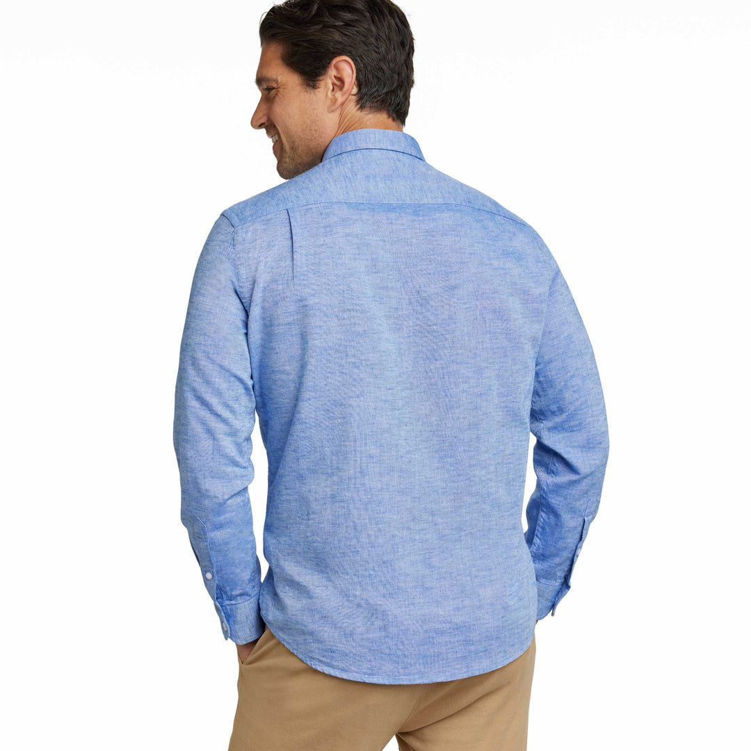 Ash & Erie Blue Linen Button-Down Shirt for Short Men    Everyday Shirts
