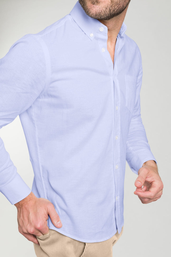 Buy Blue Linen Button-Down Shirt for Short Men | Ash & Erie   Everyday Shirts