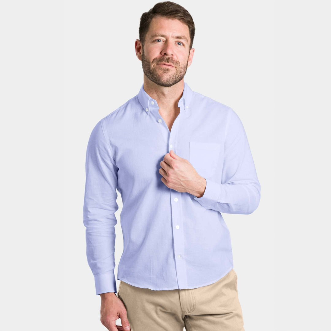 Ash & Erie Blue Linen Button-Down Shirt for Short Men    Everyday Shirts