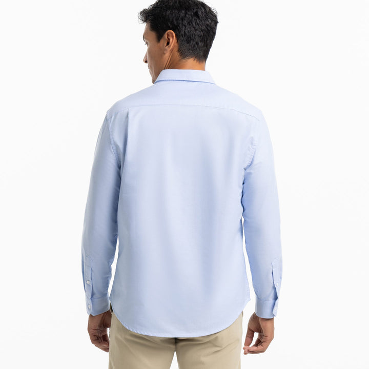 Ash & Erie Blue Oxford Wrinkle-Free Button-Down Shirt for Short Men   Everyday Shirts