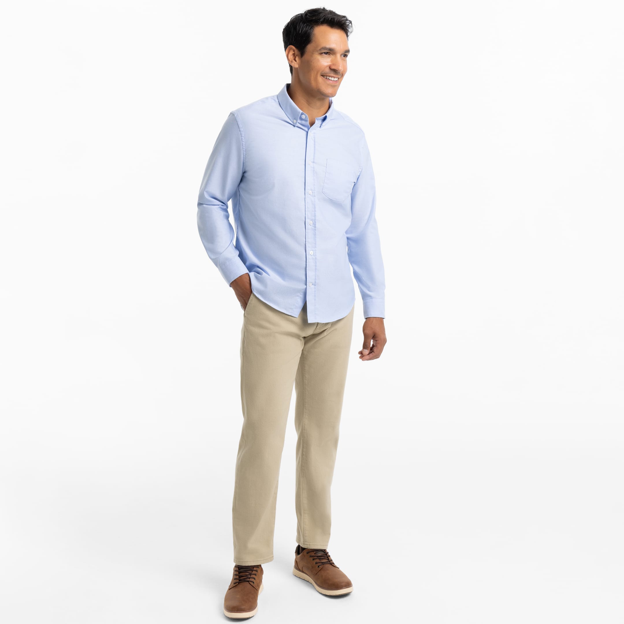 Ash & Erie Blue Oxford Wrinkle-Free Button-Down Shirt for Short Men Blue Oxford / XL / Slim Ash & Erie Blue Oxford Wrinkle-Free Button-Down Shirt for Short Men Blue Oxford / XL / Slim