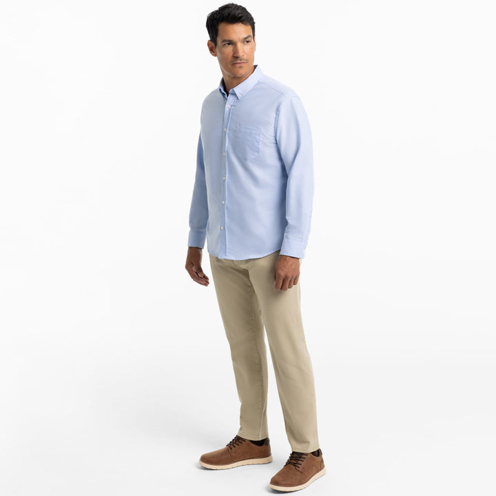 Ash & Erie Blue Oxford Wrinkle-Free Button-Down Shirt for Short Men   Everyday Shirts
