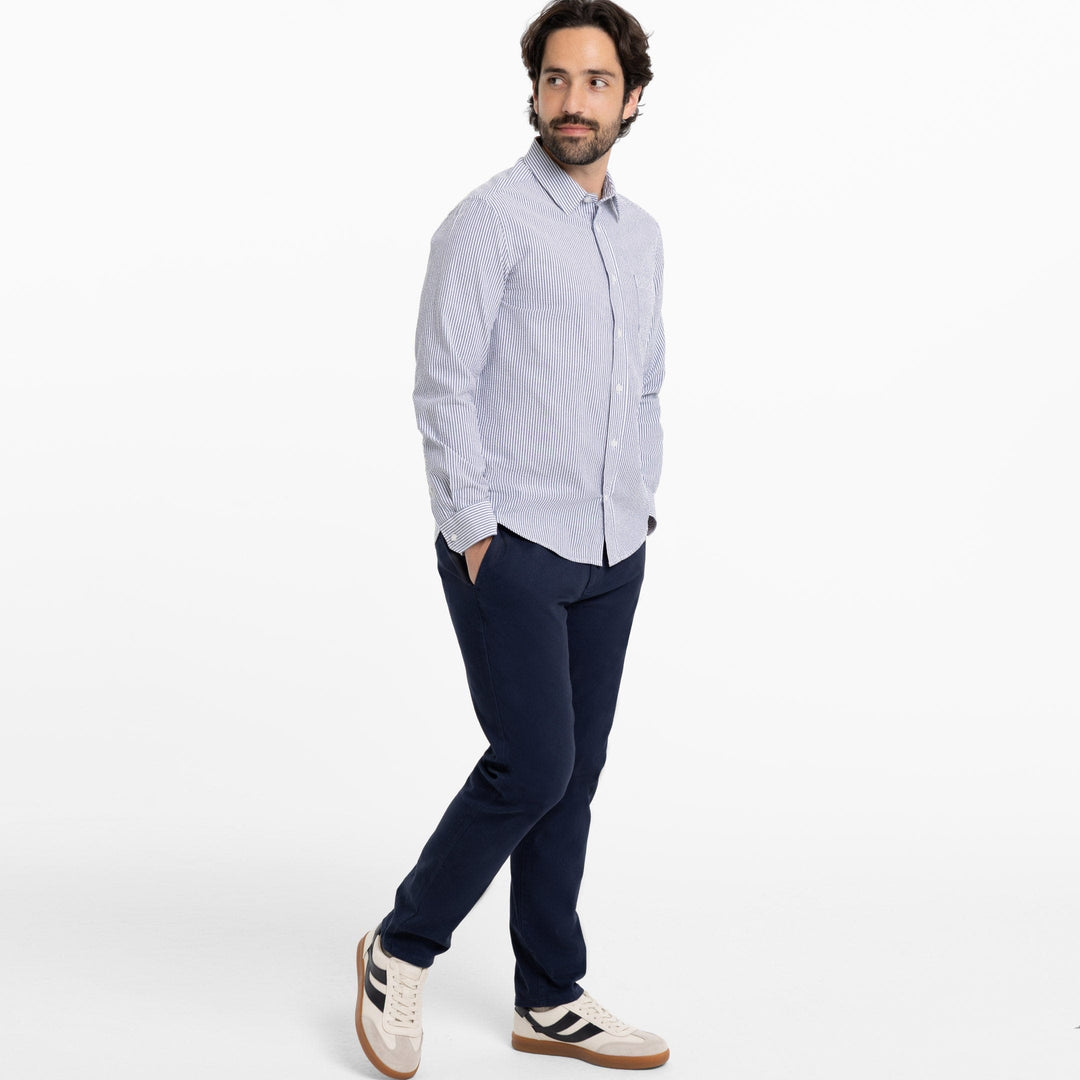 Ash & Erie Blue Stripe Seersucker Button-Down Shirt for Short Men   Everyday Shirts