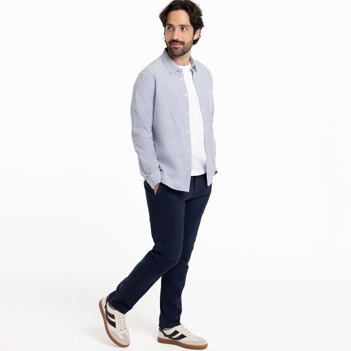 Ash & Erie Blue Stripe Seersucker Button-Down Shirt for Short Men   Everyday Shirts