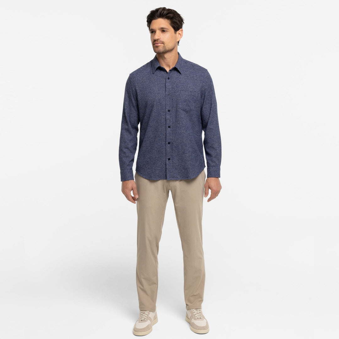 Ash & Erie Blue Textured Brushed Button-Down Shirt for Short Men   Everyday Shirts