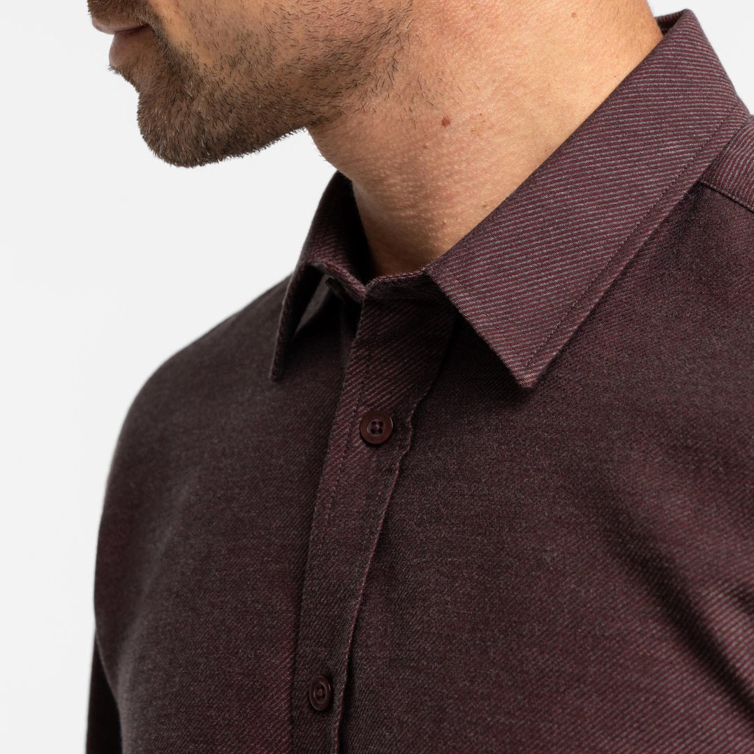 Ash & Erie Burgundy Twill Brushed Button-Down Shirt for Short Men Burgundy Twill / XS / Slim