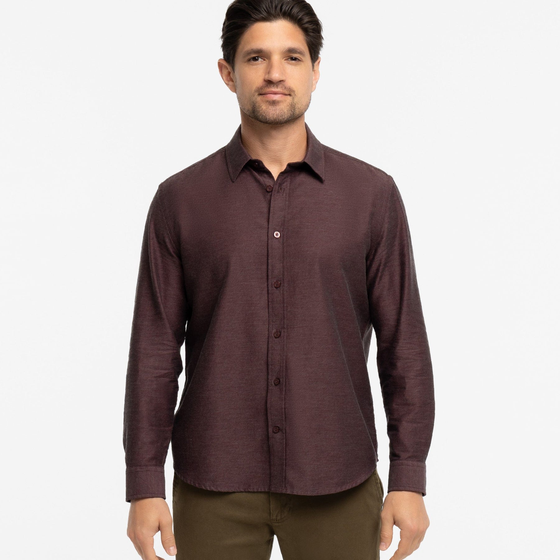 Ash & Erie Burgundy Twill Brushed Button-Down Shirt for Short Men Burgundy Twill / XS / Slim Ash & Erie Burgundy Twill Brushed Button-Down Shirt for Short Men Burgundy Twill / XS / Slim