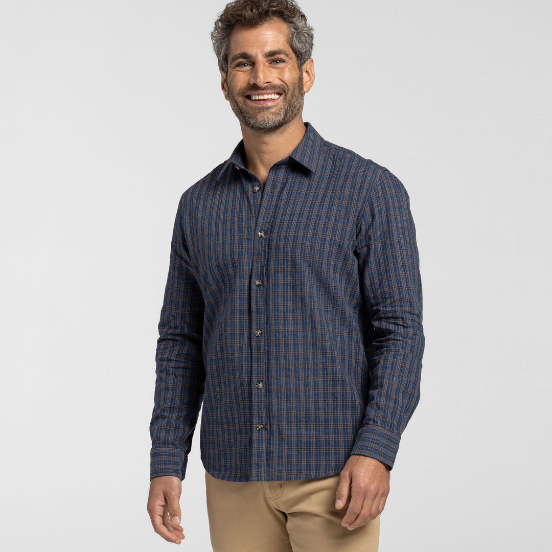 Ash & Erie Buxton Blue Button-Down Shirt for Short Men   Everyday Shirts