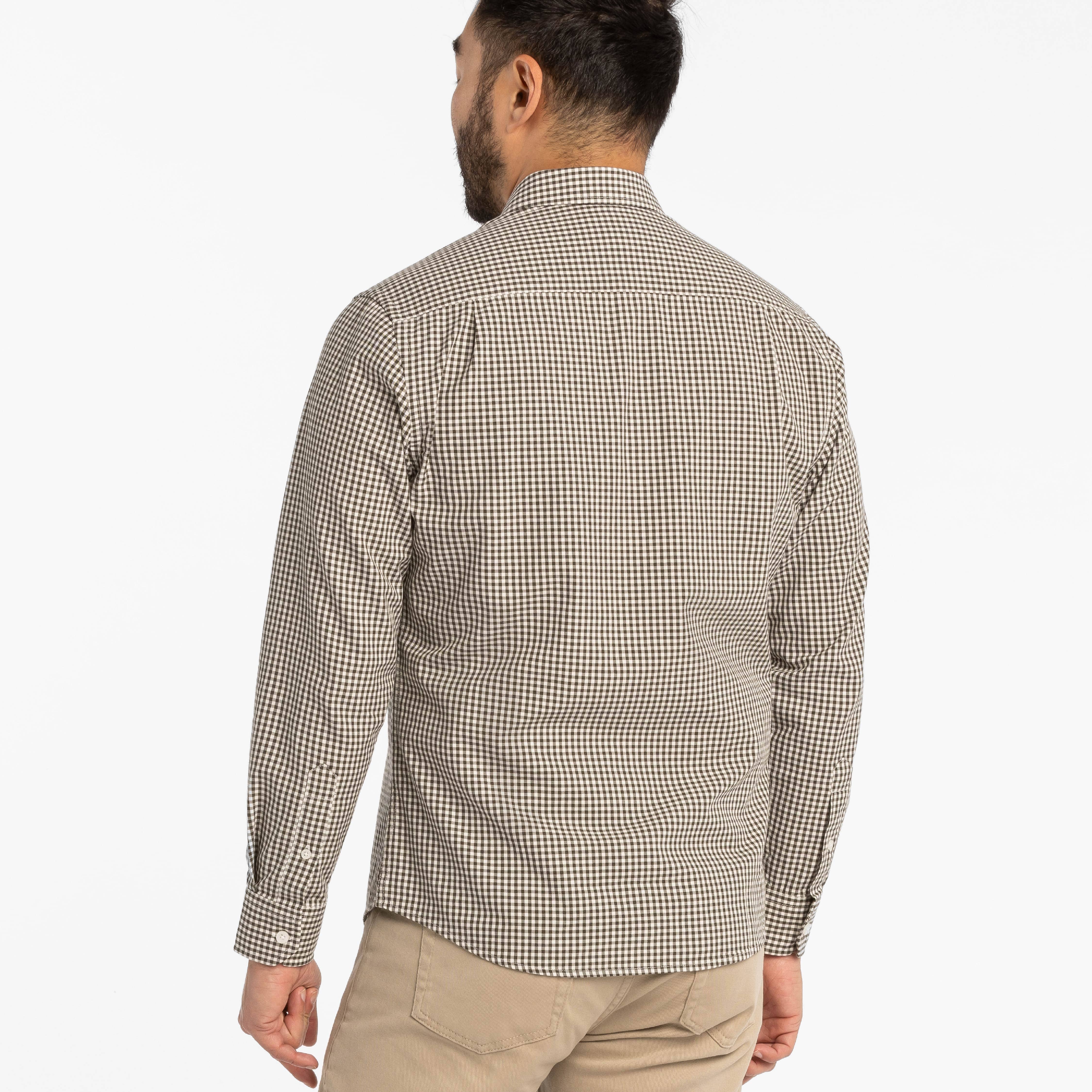 Ash & Erie Canteen Gingham Button-Down Shirt for Short Men Canteen Gingham / M / Slim Ash & Erie Canteen Gingham Button-Down Shirt for Short Men Canteen Gingham / M / Slim
