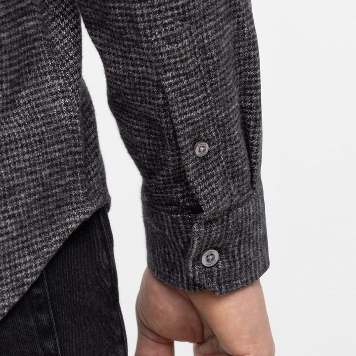 Ash & Erie Charcoal Textured Brushed Button-Down Shirt for Short Men   Everyday Shirts