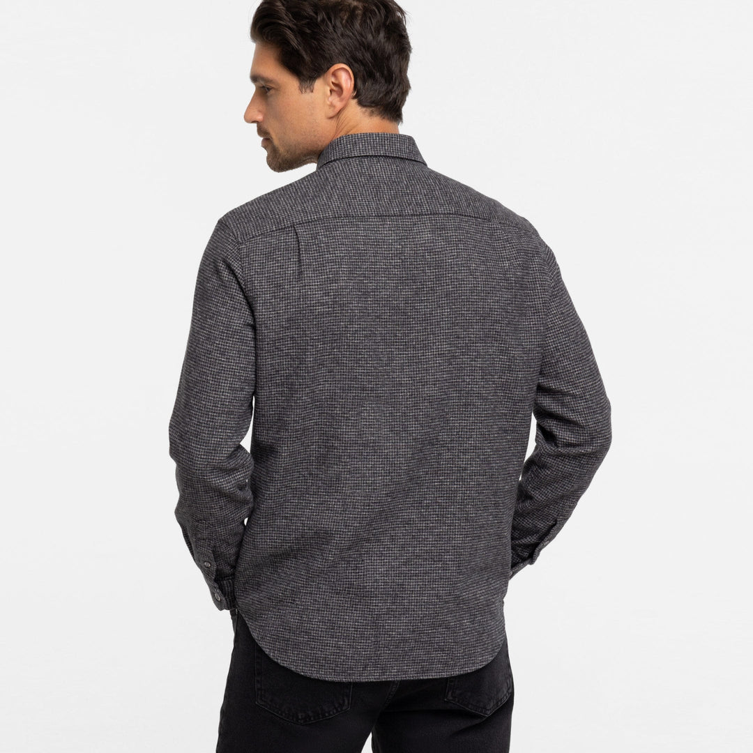 Ash & Erie Charcoal Textured Brushed Button-Down Shirt for Short Men   Everyday Shirts