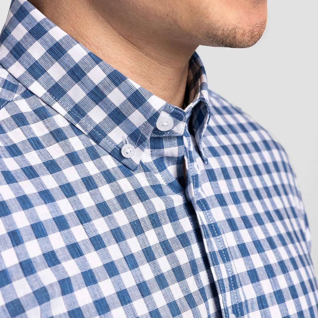 Ash & Erie Chatham Blue Gingham Button-Down Shirt for Short Men   Everyday Shirts